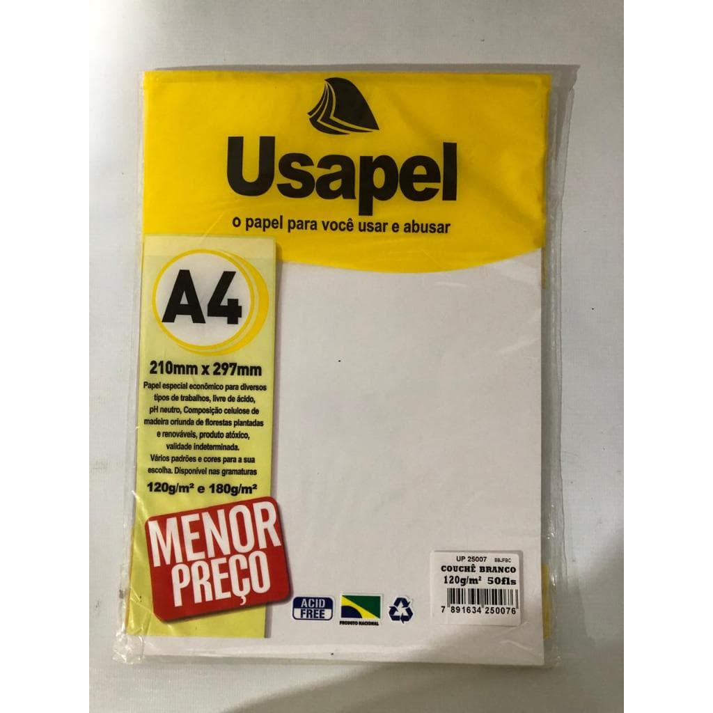 Papel Couchê Usapel 120g 180g A4 para Impressão | Papel Fotográfico Profissional Brilhante | Papelaria