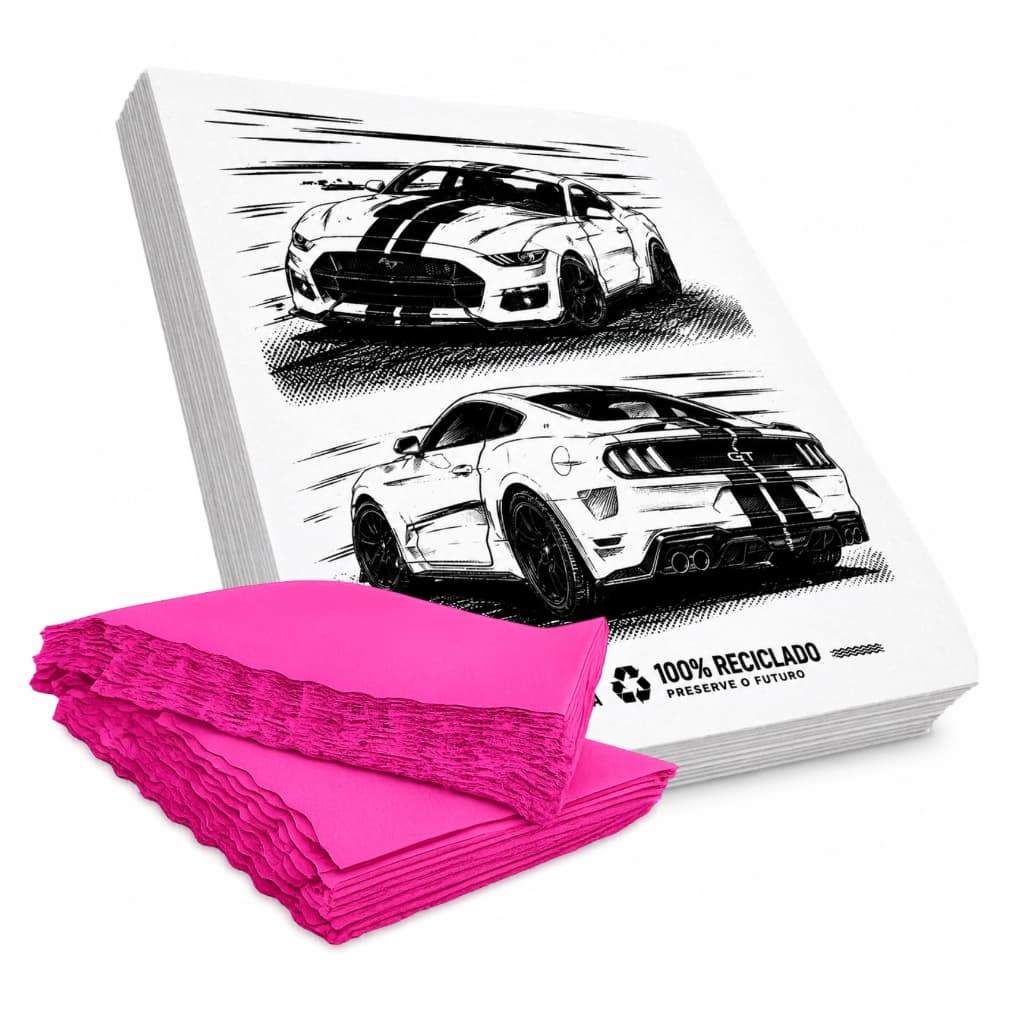 Kit 4kg Papel Mustang + 100 Lixocar Rosa Escuro Liso Para Automotivo lava rapido