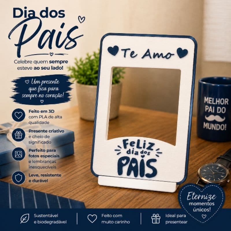 🎁 Porta Retrato Dia dos Pais Moldura Te Amo Pai Presente Criativo Foto Família Decoração Quarto Sala Lembrança Especial