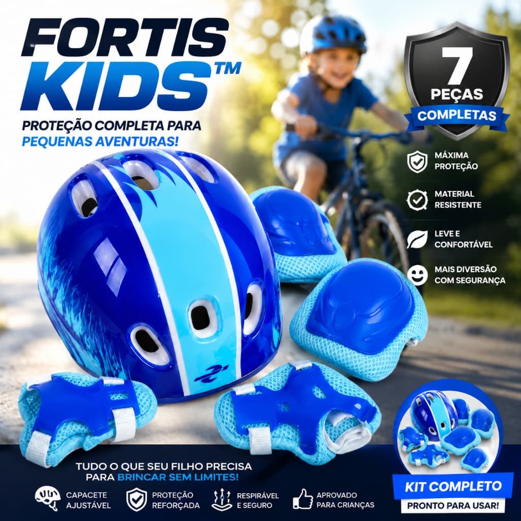 Kit de Proteção Infantil Completo Capacete Joelheiras Cotoveleiras
