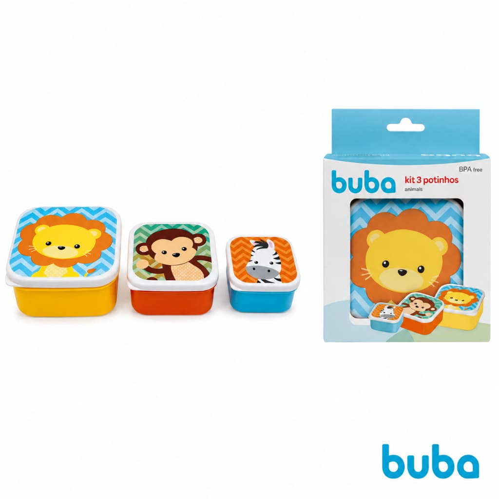 Kit 3 Potes Buba para Lanche Introdução Alimentar Potinhos de Bichinhos Pote Infantil Merenda