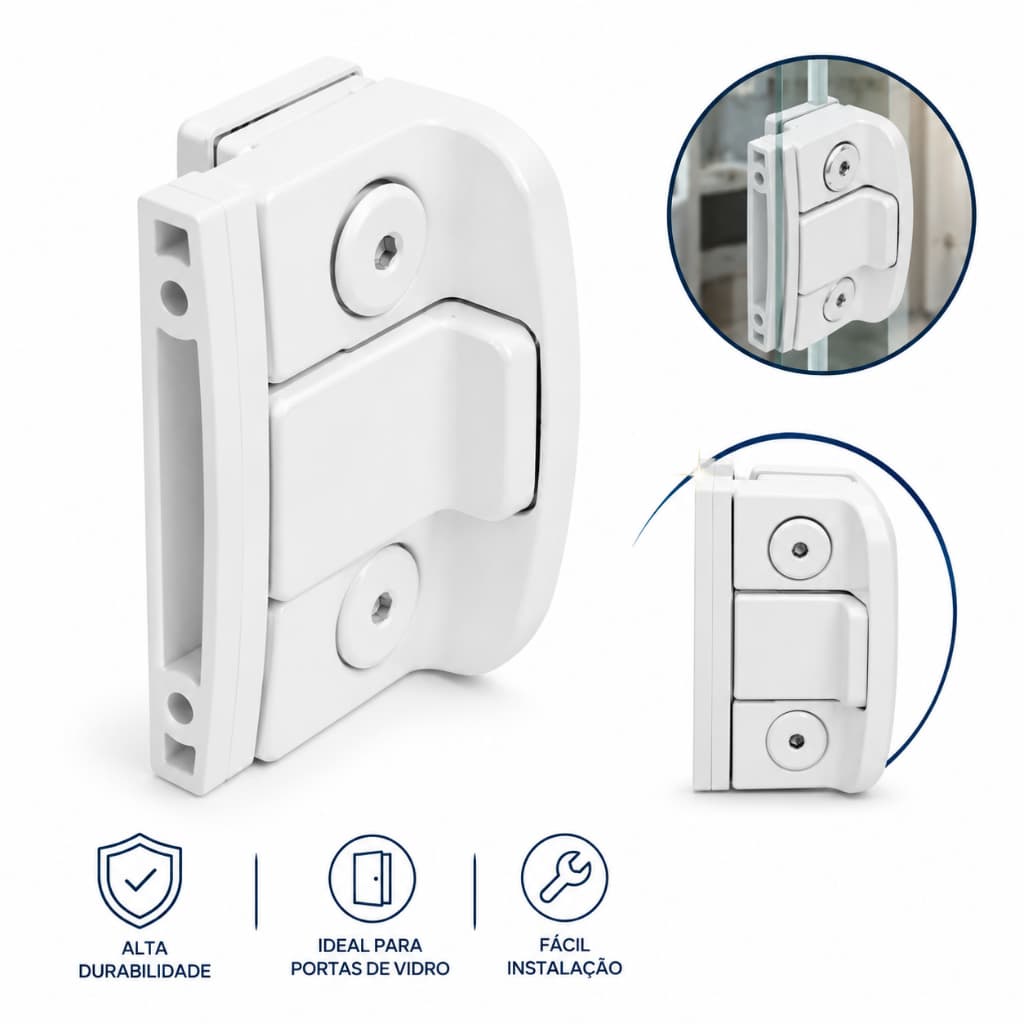 Fechadura Bate Fecha Janela De Vidro 1571p Branco - Fast Vidros