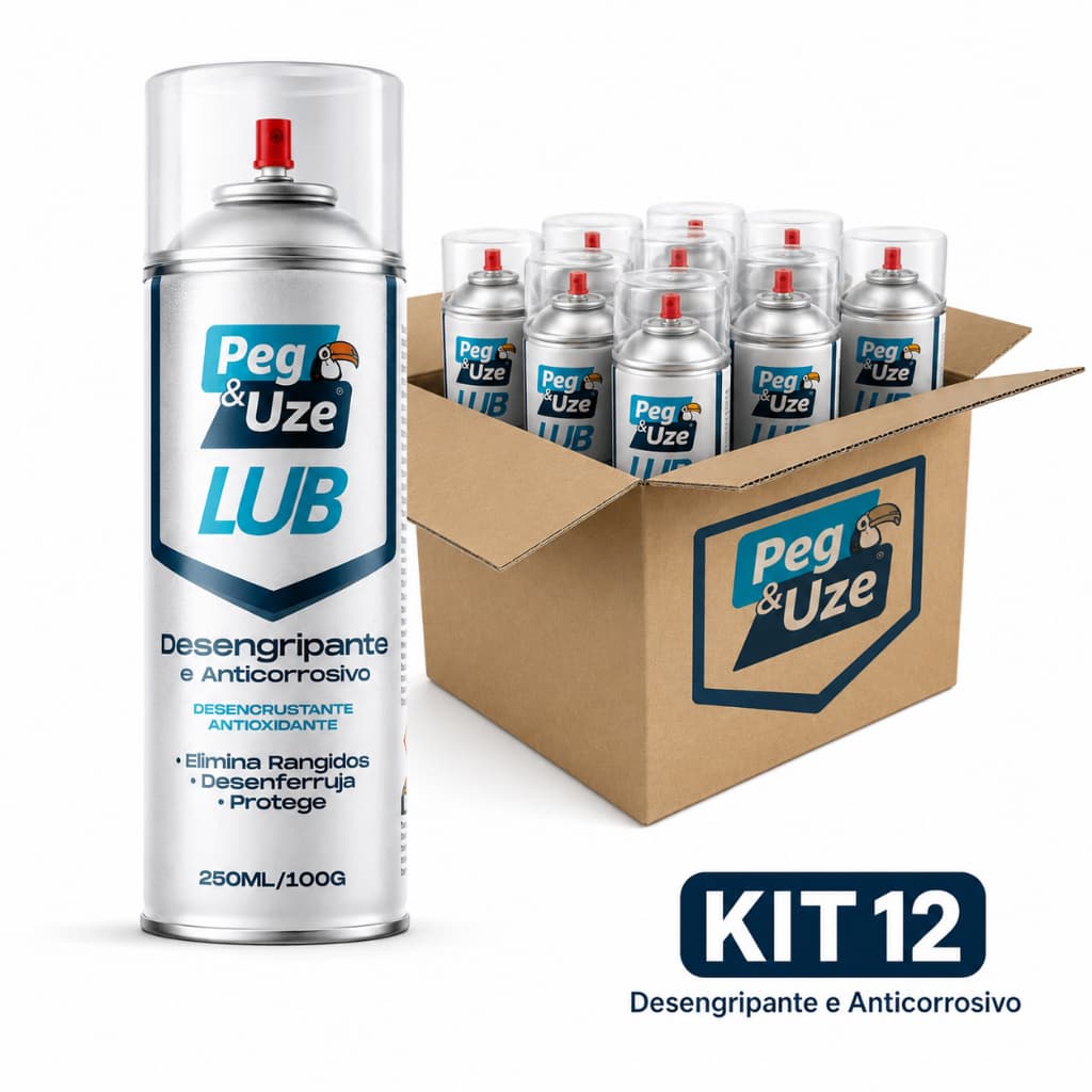Kit 12 Spray Desengripante Lubrificante Antiferrugem Peg & Uze 250ml Multiuso