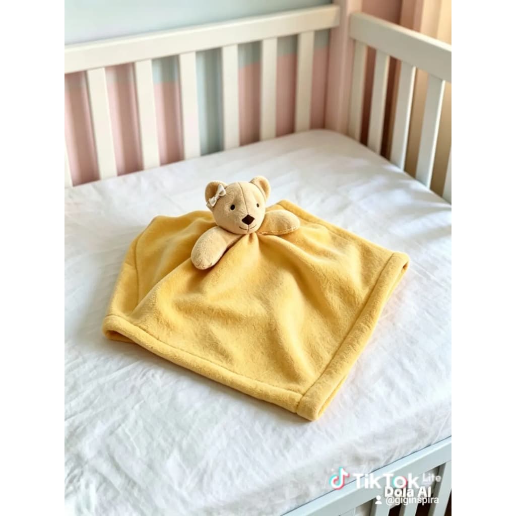Naninha Bebê Ursinho Amarelo Algodão Antialérgico Presente Chá de Bebê, Cobertorzinho de apego,presente para cha de bebe
