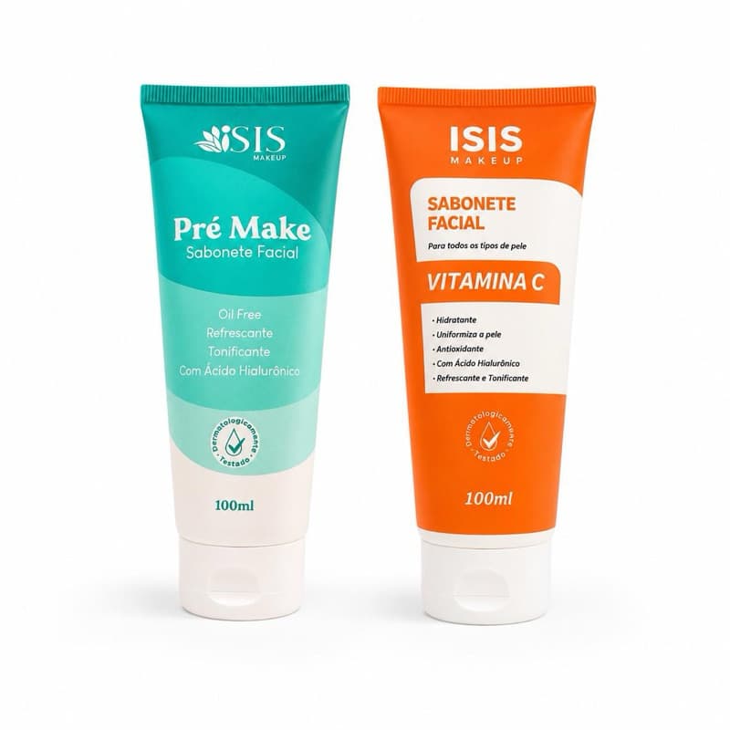 Kit Limpeza Facial Isis Makeup 2 Sabonetes Faciais 100ml Vitamina C + Pré Make