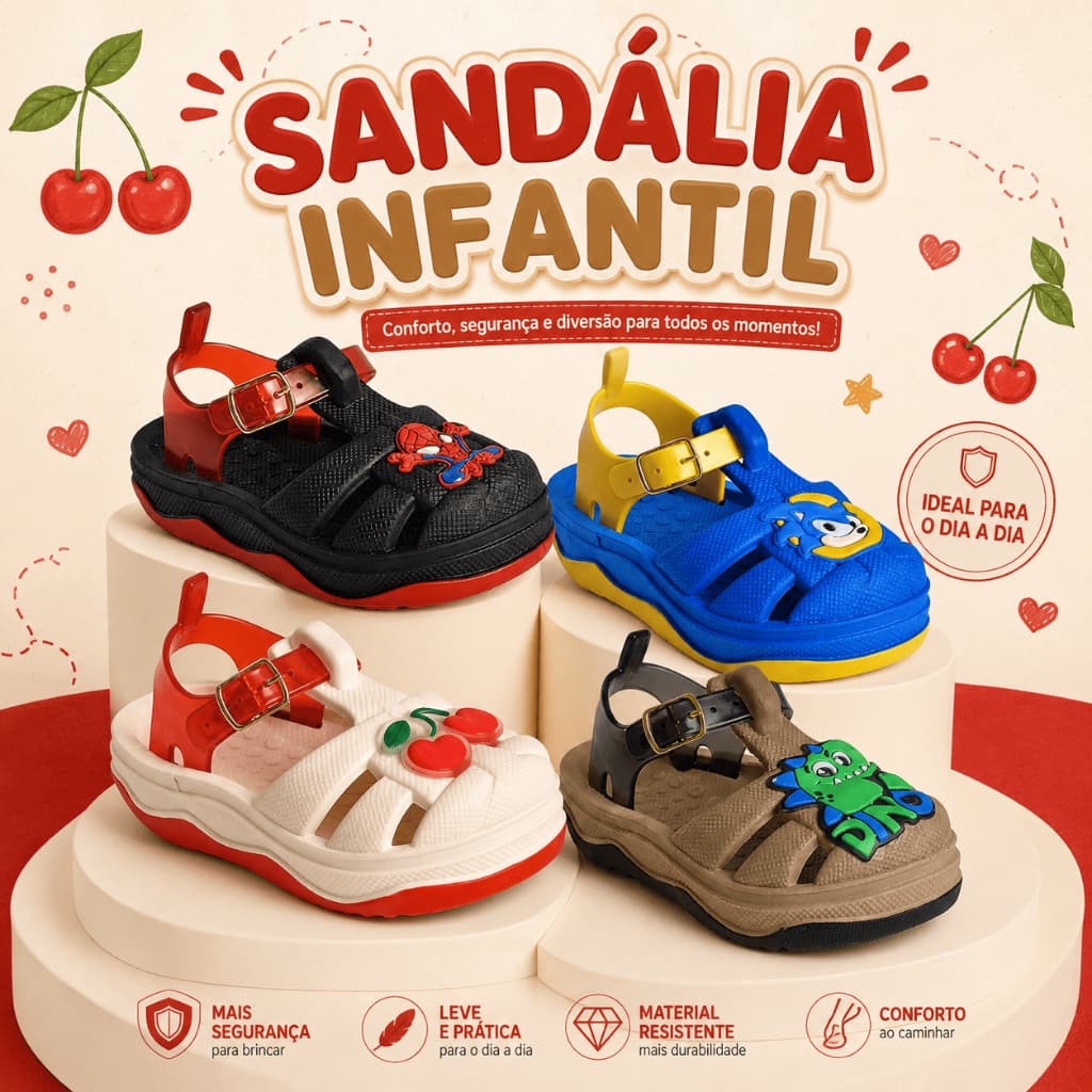 Sandália Infantil Menino e Menina Papete Verão Confortável Resistente Para Crianças