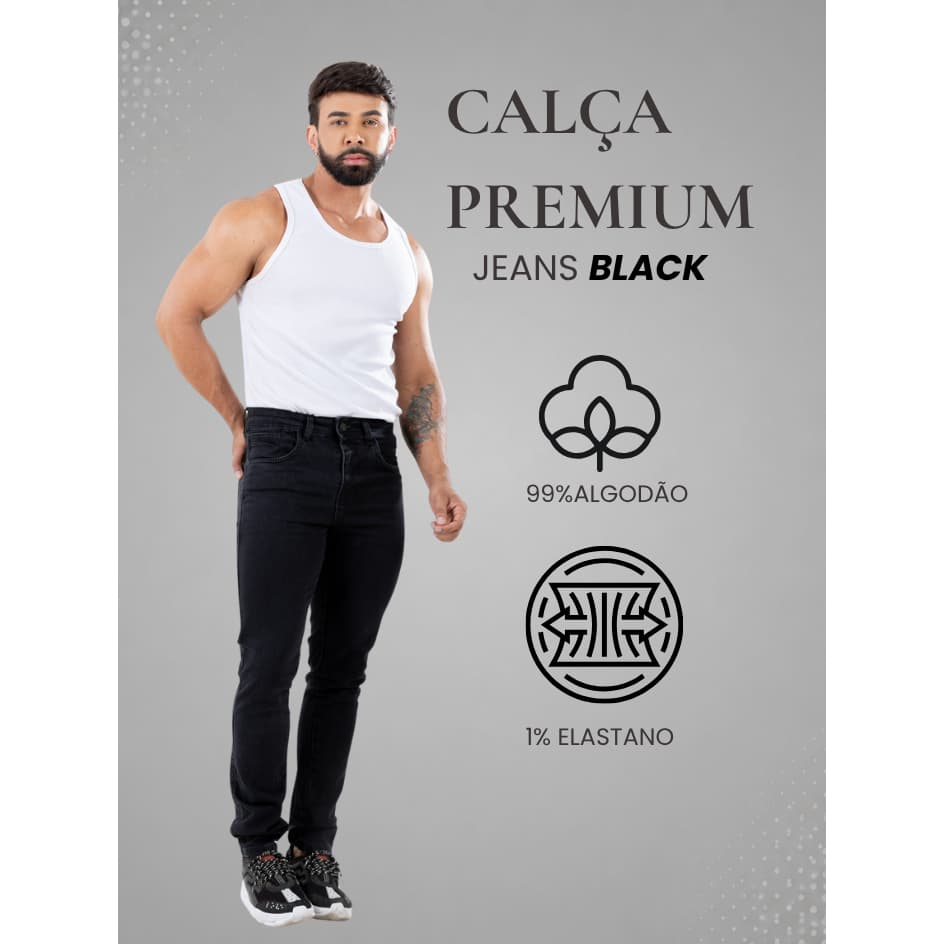 Calça Masculina Slim Preta Premium Confortável Casual Tecido De Alta Qualidade Elegante E Moderno