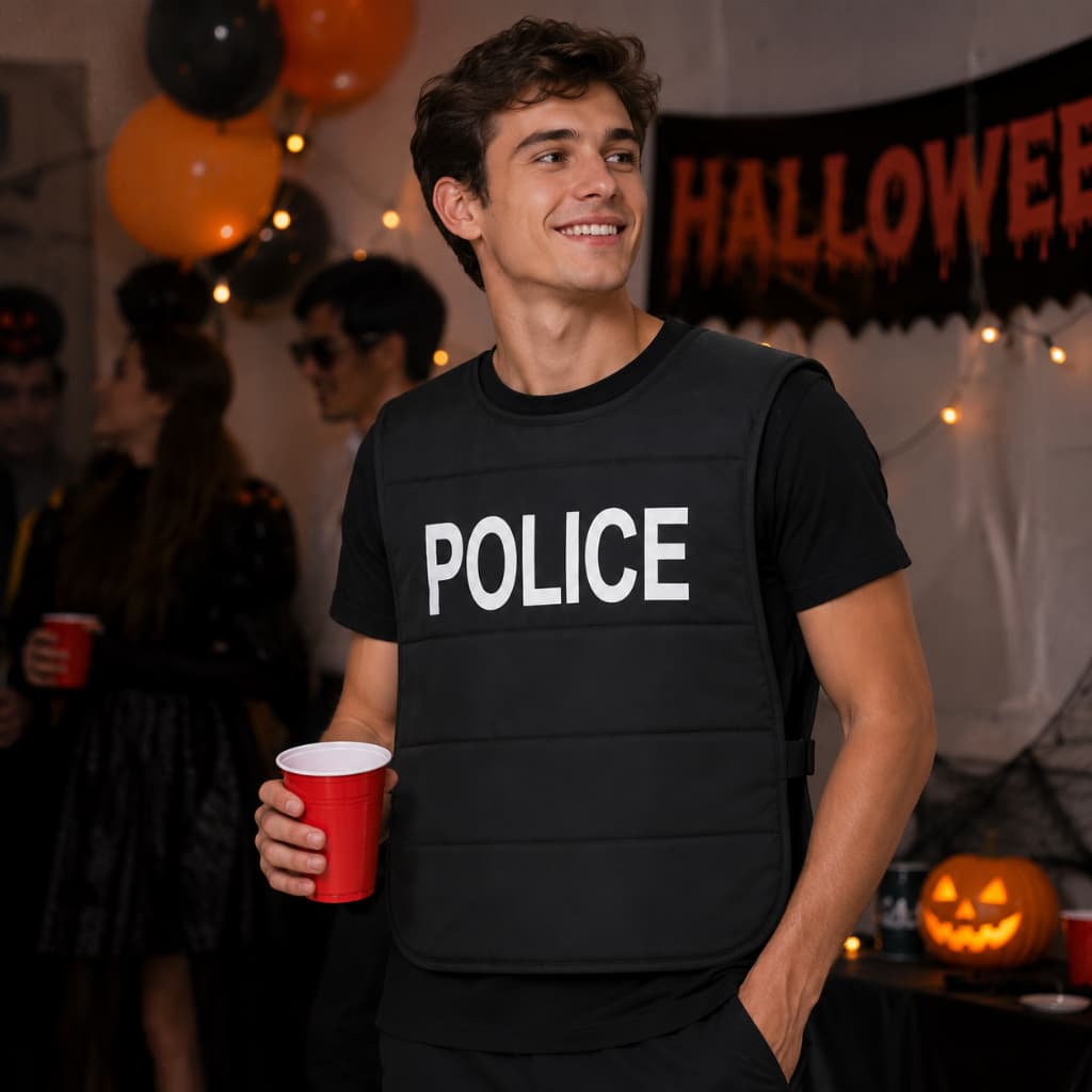 Fantasia Halloween Homem Mulher Unissex Colete de Policial Polícia Adulto Festa Militar Cosplay