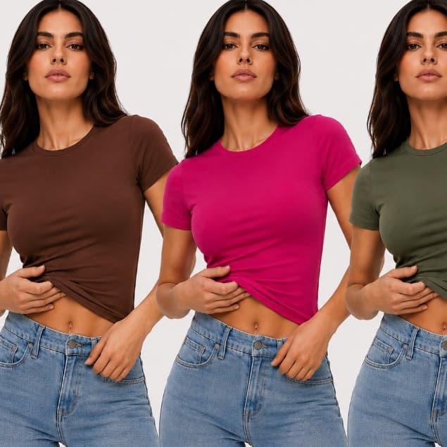 Kit 3 Blusas Baby Tee Feminina Manga Curta Suplex Dia a Dia Academias Looks Fitness Basica Blusinha Compressão Basica