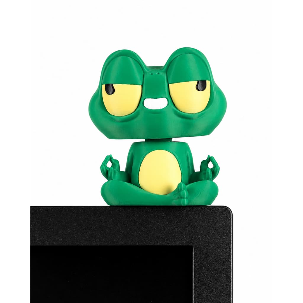 Decoração Sapinho Zen Articulado para Topo de Monitor Mesa Gamer Home Office Anti Stress