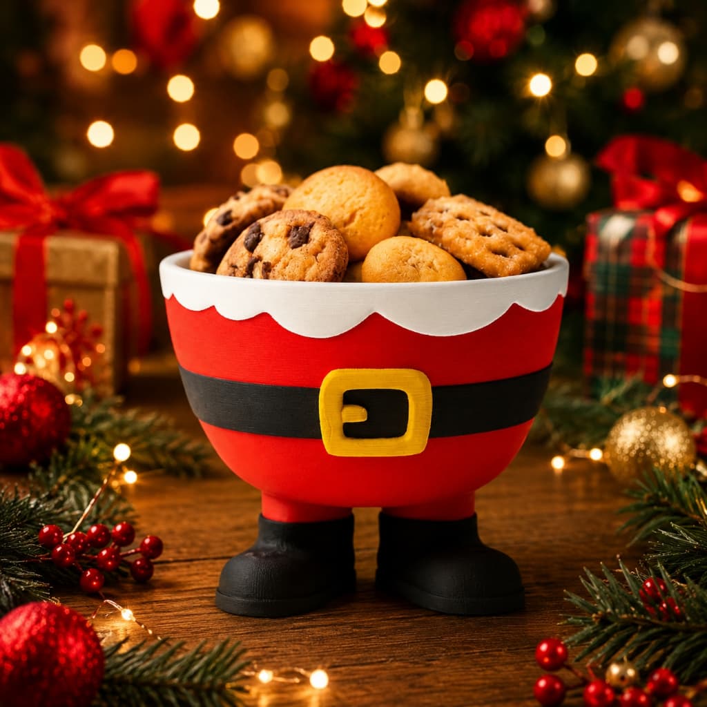 Tigela Porta Biscoitos Papai Noel Natalina Decorativa para Doces e Petiscos