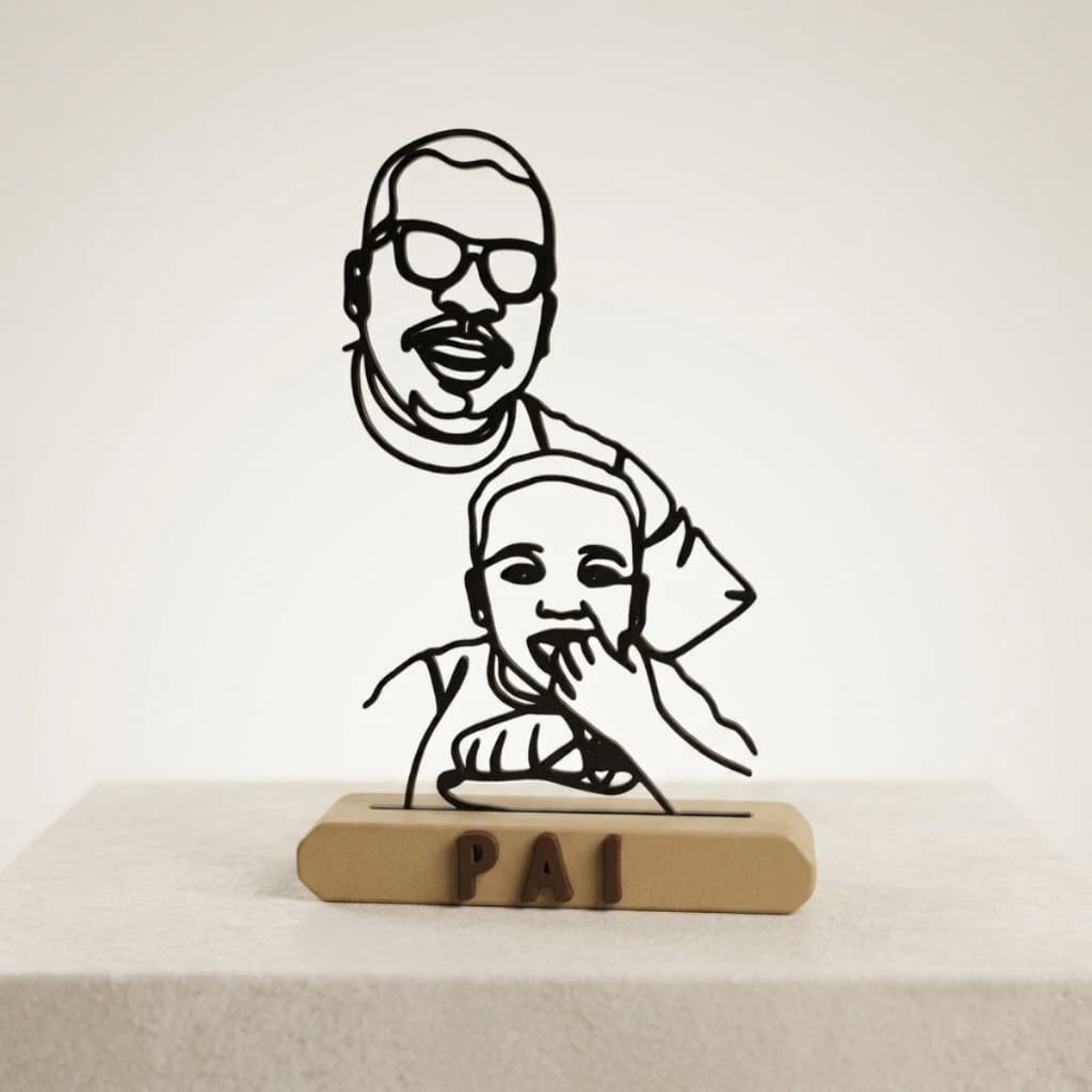 Porta Retrato Linhas Personalizado Dia dos Pais em Impressão 3D | Presente Exclusivo com Foto do Pai