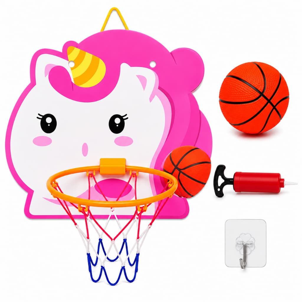 Kit Basquete Infantil Aro Cesta Com Bola Bomba De Ar Ponei Brinquedo