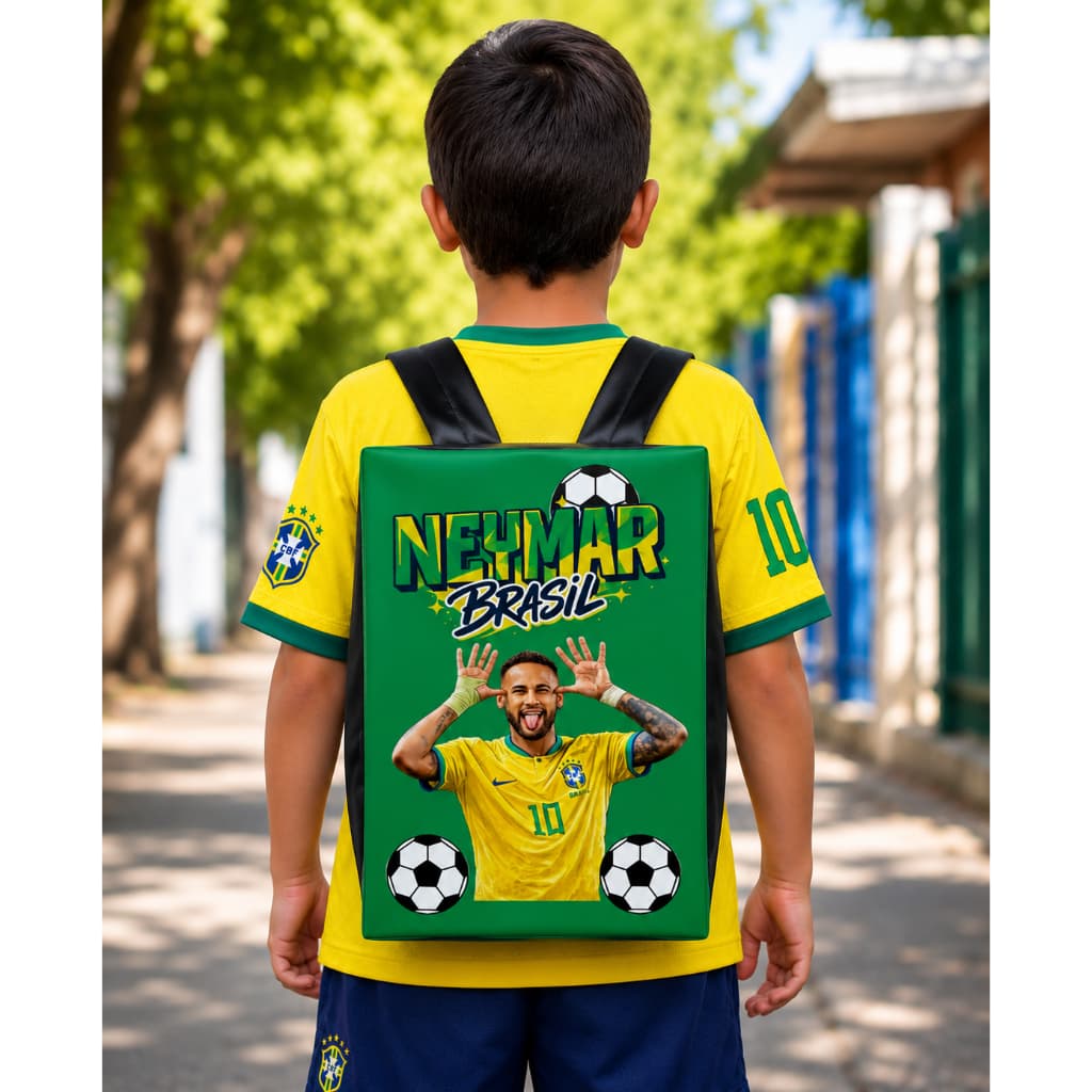 Mochila Maluca FUTEBOL NEYMAR & CRISTIANO Infantil l 40x24cm l Já Pronta