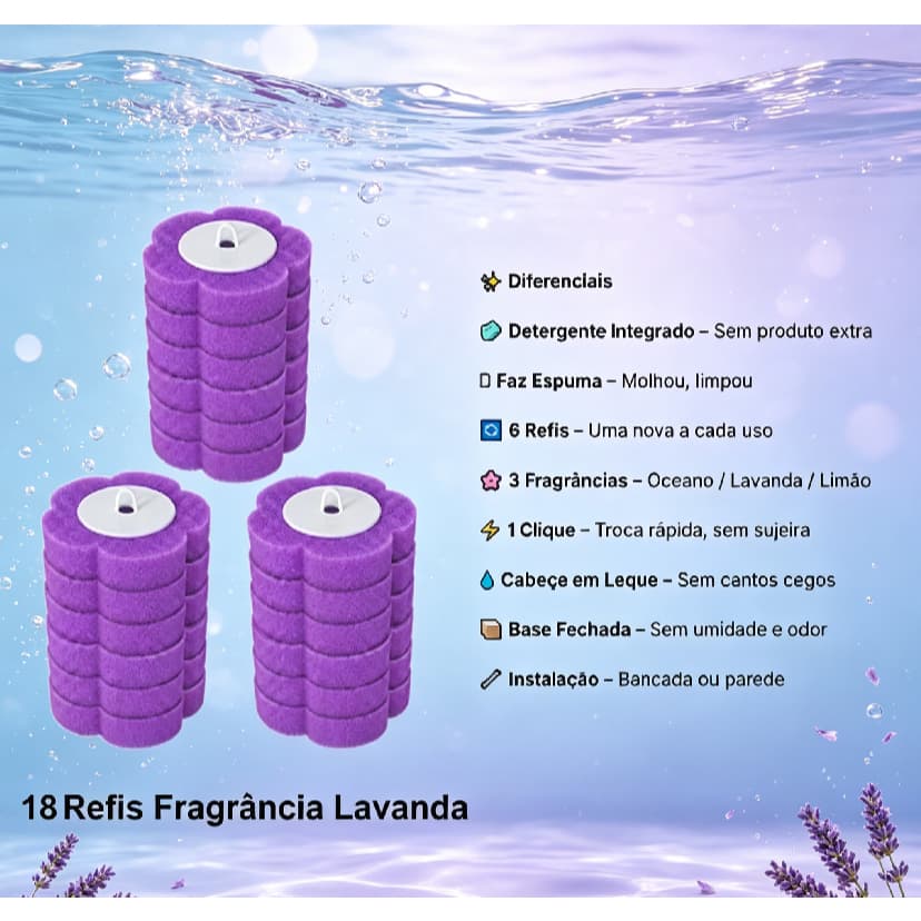Refis descartáveis para escova sanitária, 3 fragrâncias, cabeça de limpeza para banheiro