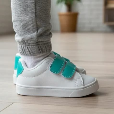 Tênis infantil Velcro Menino Menina casual Confortável Leve Antiderrapante branco