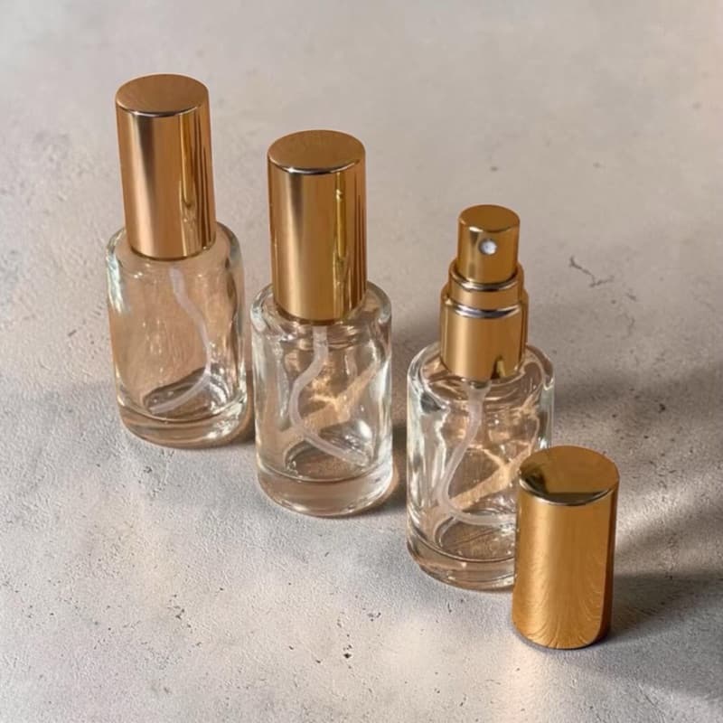 Kit Frascos De Vidro 10ml Spray Válvula Luxo Dourado Decant Borrifador Compacto