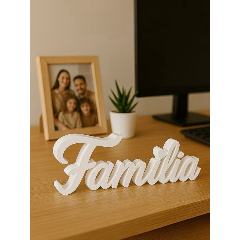 Escultura Decorativa Palavra Família – Peça para Sala, Quarto ou Hall de Entrada