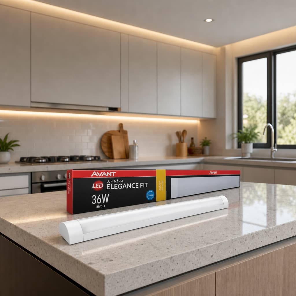 Luminária Led Sobrepor Linear Branca 100cm 36w 3000k