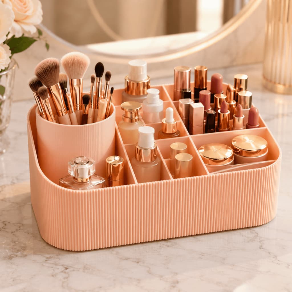 Organizador De Perfumes Maquiagem De Beleza Porta Pinceis Branco Preto e Rosa