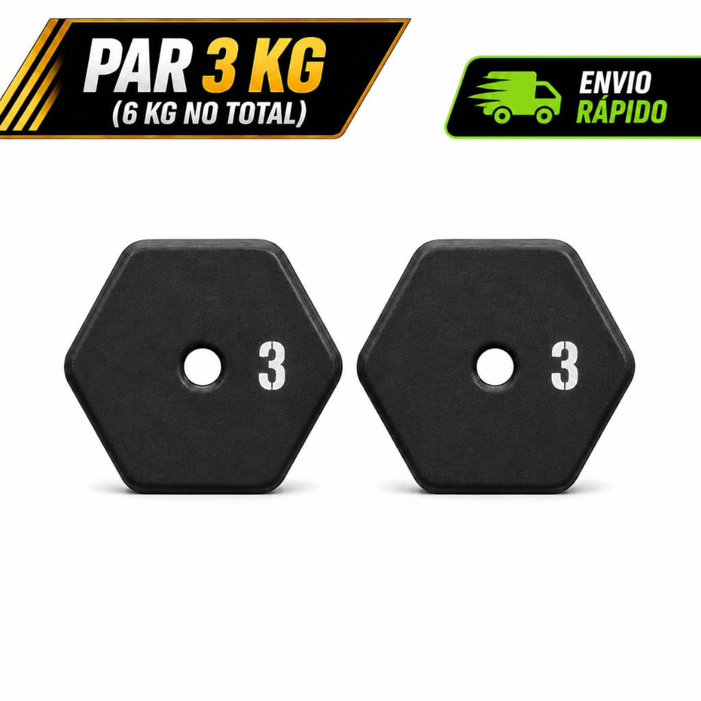 Anilhas para Musculação, 1 unidade - 2 ou 4 anilhas de 3KG, Peso para Musculação, Anilhas de 3KG