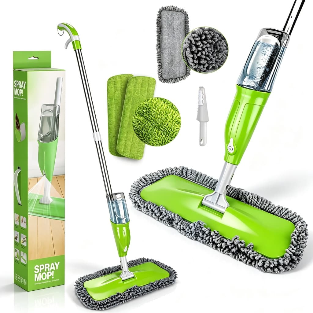 Mop Spray Giratório 360° com Rotação Com Reservatorio Total e Pano de Microfibra Lavável