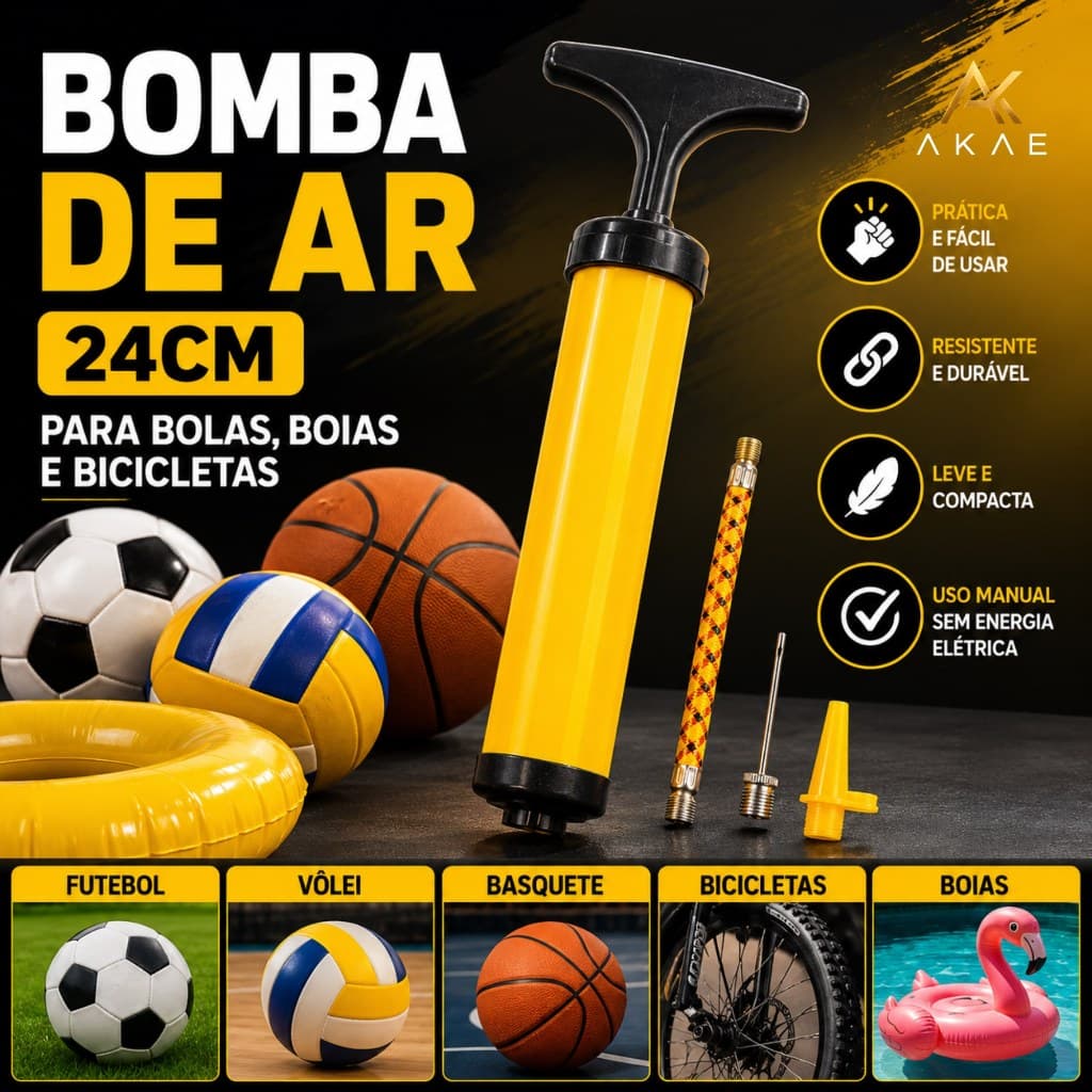 Bomba De Ar Manual 24cm Encher Pneu Bicicleta Bola Reforçada Portátil Acessórios para Bike Promo