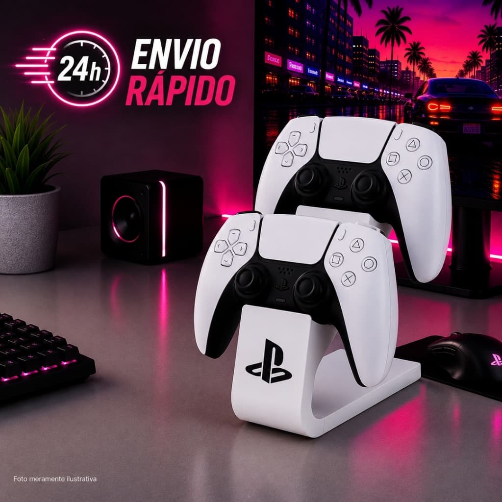 Suporte Duplo para Controle PS5 DualSense | Base Organizador para 2 Controles PlayStation 5 | Gamer