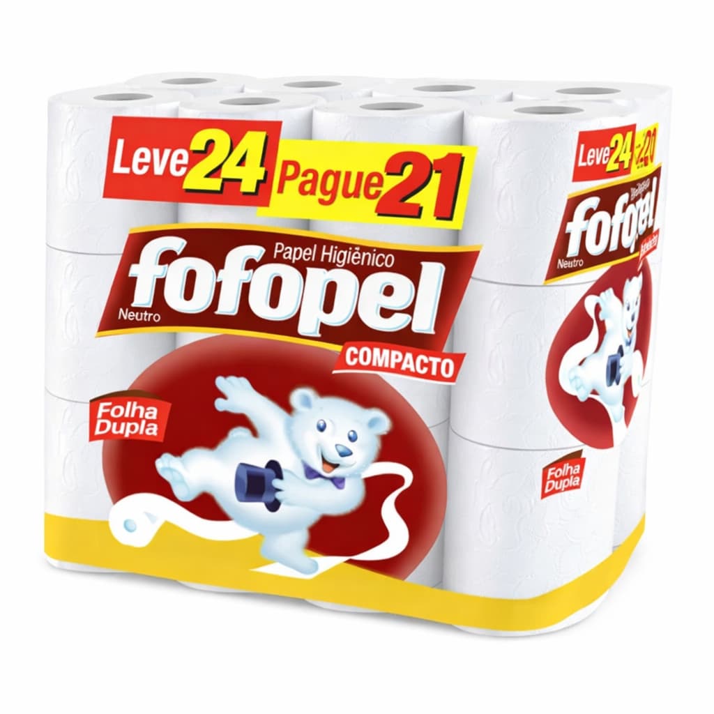 Papel Higiênico FOFOPEL Folha Dupla 30 Metros 24 Rolos