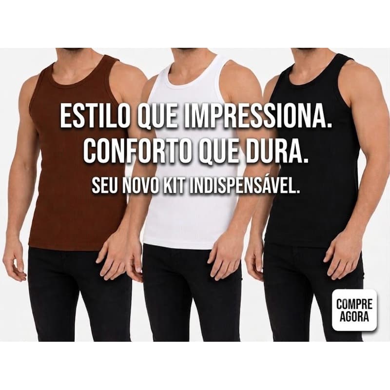 kit 3 Regatas Caneladas Americana confortável Slim Academia Verão