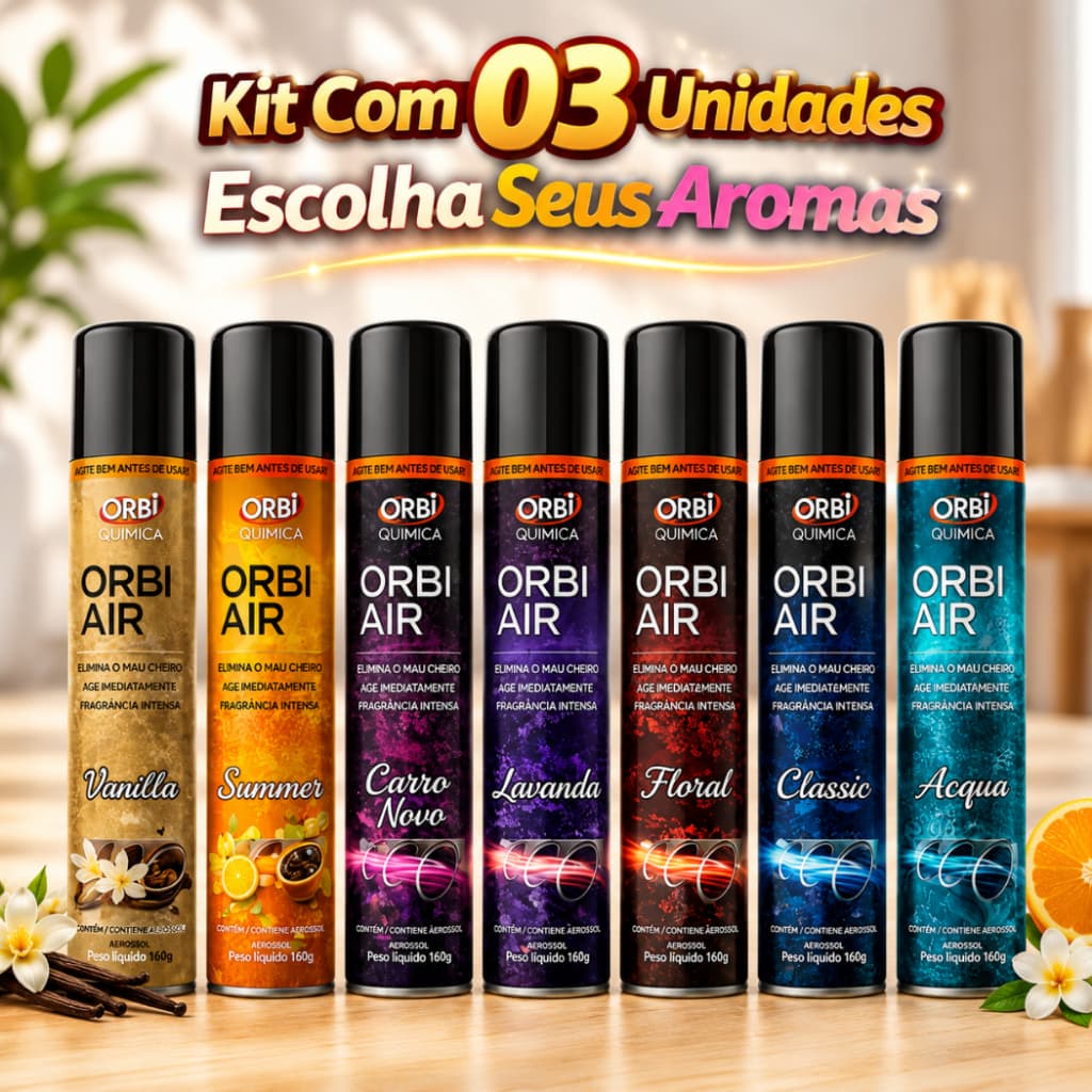 Higienizador Ar Condicionado  Órbi-Air Escolha Aroma Elimina Mau Cheiro