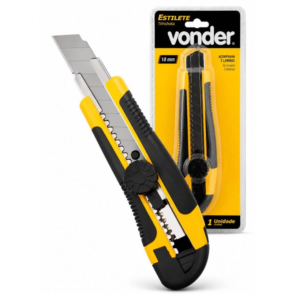 Estilete Largo Es218 Profissional Emborrachado Vonder Lamina 18 Mm
