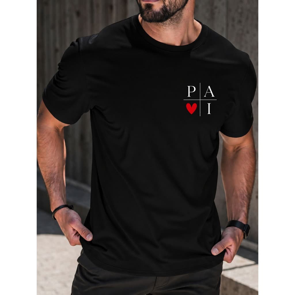 Camiseta Masculina 100% Algodão Dias Dos Pais Camisa Fio 30.1 Gola Redonda Confortável Premium
