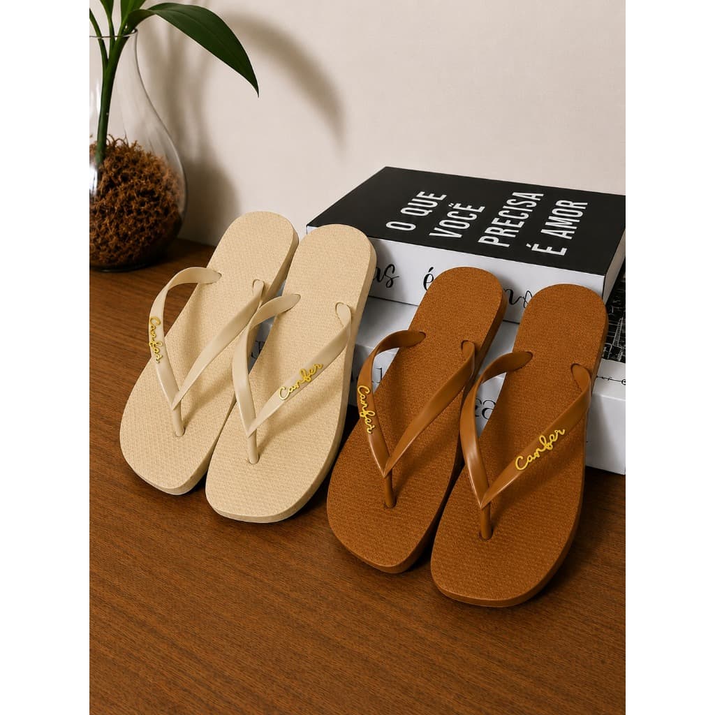 Chinelo Feminino Kit 2 Pares Basico Confortavel Macio Casual