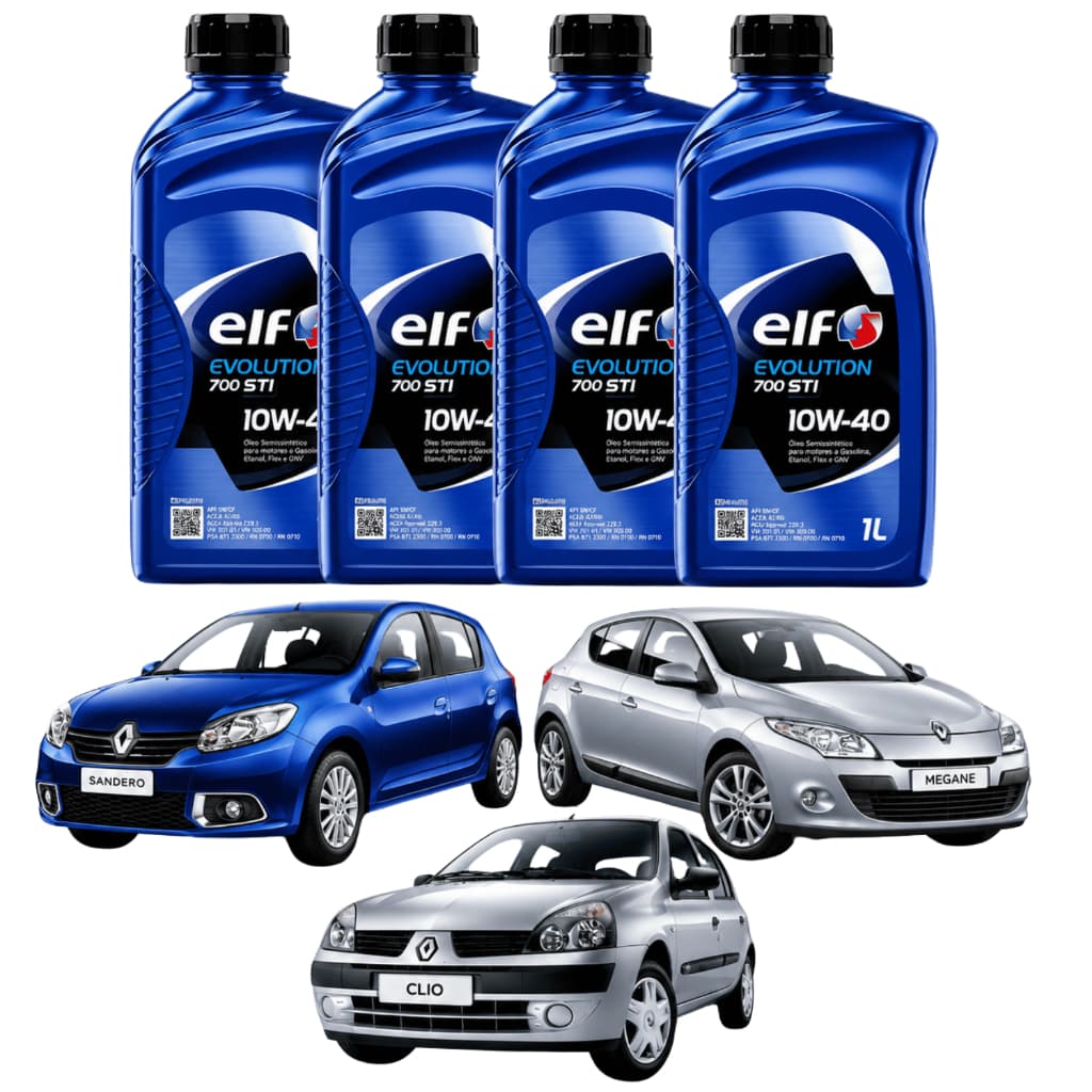 Kit 4L Óleo Elf Evolution 700 Sti 10w-40 Semissintético Renault Sandero Kiwid Logan Turbo Aspirado Flex Diesel GNV