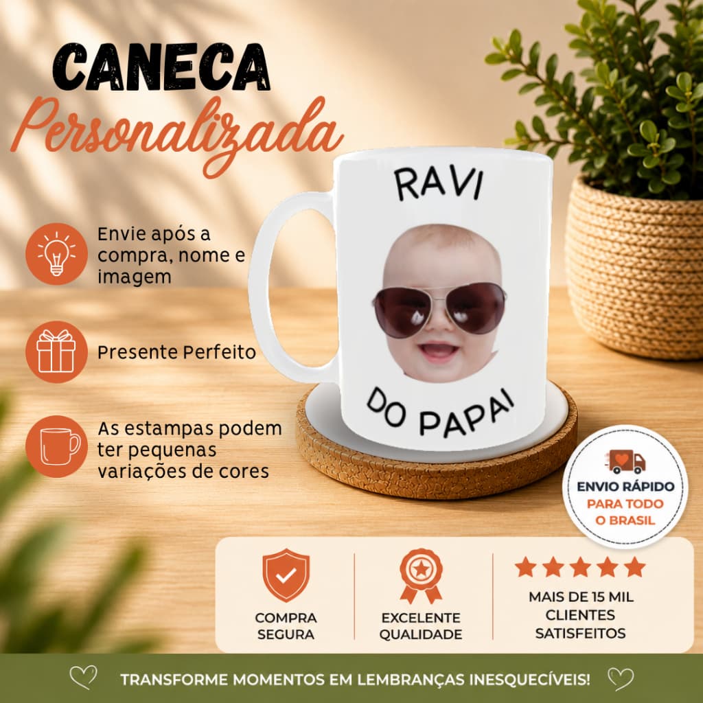 Caneca Personalizada Dia dos Pais Xícara Personalizada Dia dos Pais Caneca Rostinho Pai Presente