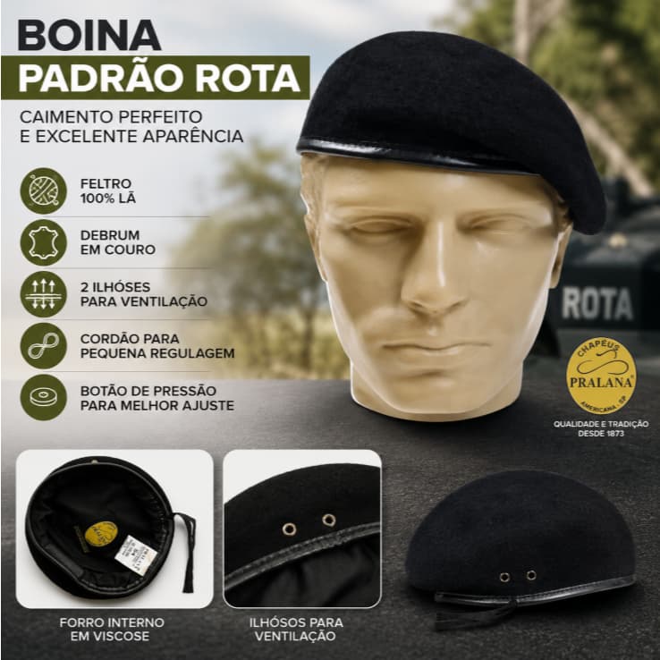 BOINA MILITAR PRALANA PRETA ROTA