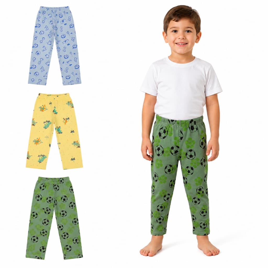 Kit 03 Calça Masculina Avulsa De Pijama Infantil Menino 02 ao 16 100% Algodão Confortável Leve