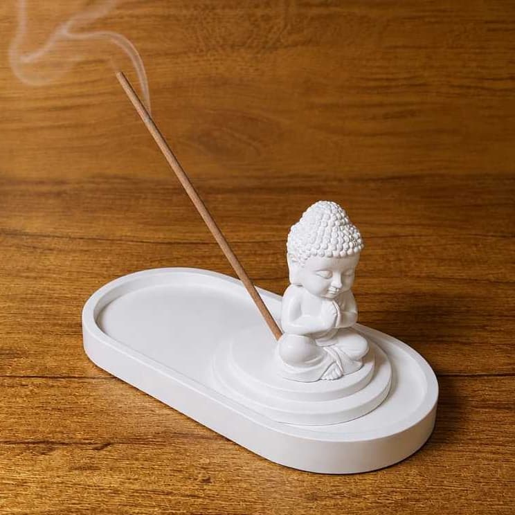 Kit 1 Incensário + Buda + Bandeja | Decoração Zen | Buda