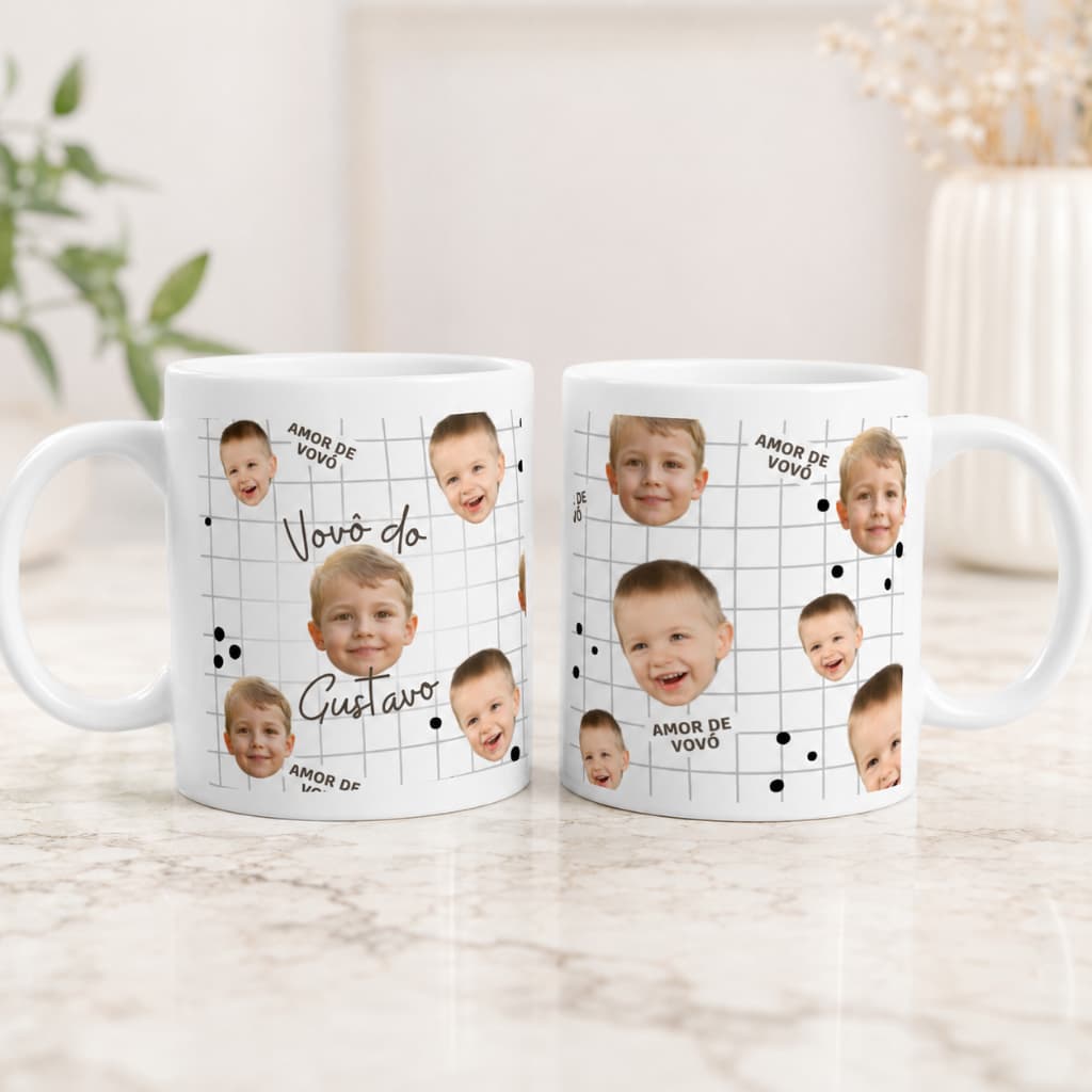 Caneca com Foto e Nome carinha do Bebê Personalizado Presente Tios, Dindos, Mães, Pais, Avós Xícara