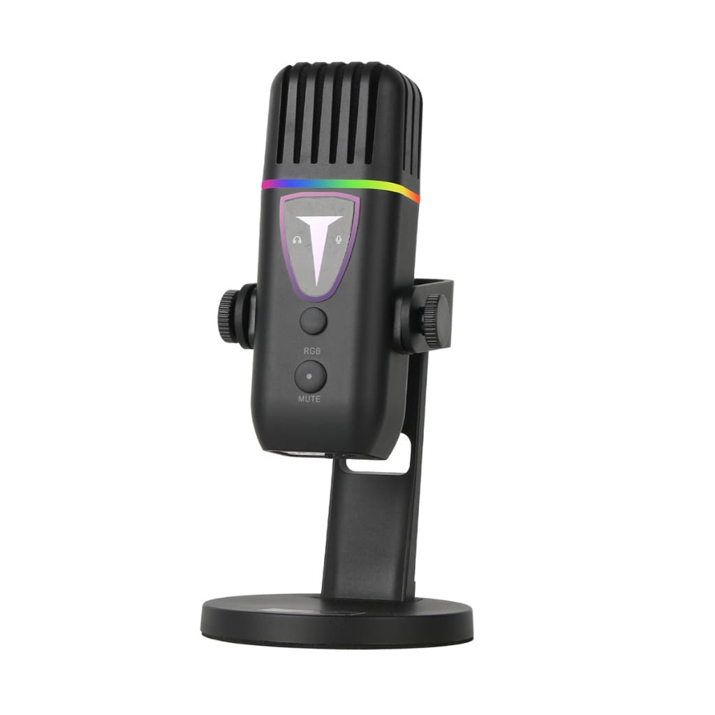 Microfone Condensador USB JI-MV8 RGB Cardióide Redução Ruído para Game Live Streaming