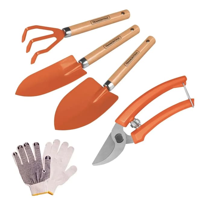 Kit Para Jardinagem 4 Peças Tramontina + Luva Brinde