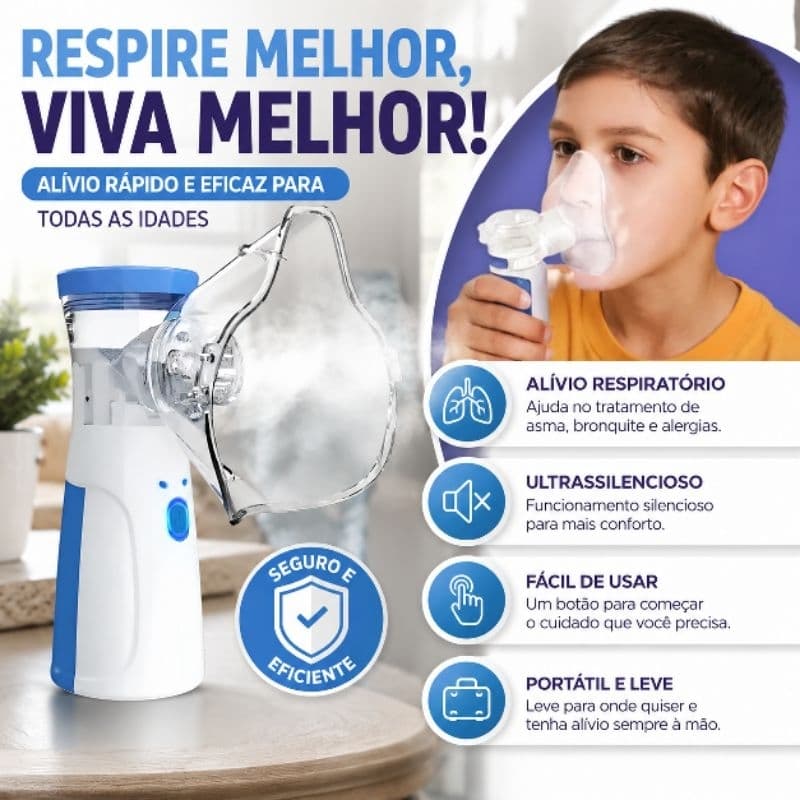 Inalador Portátil Nebulizador Ultrassônico Adulto Infantil USB