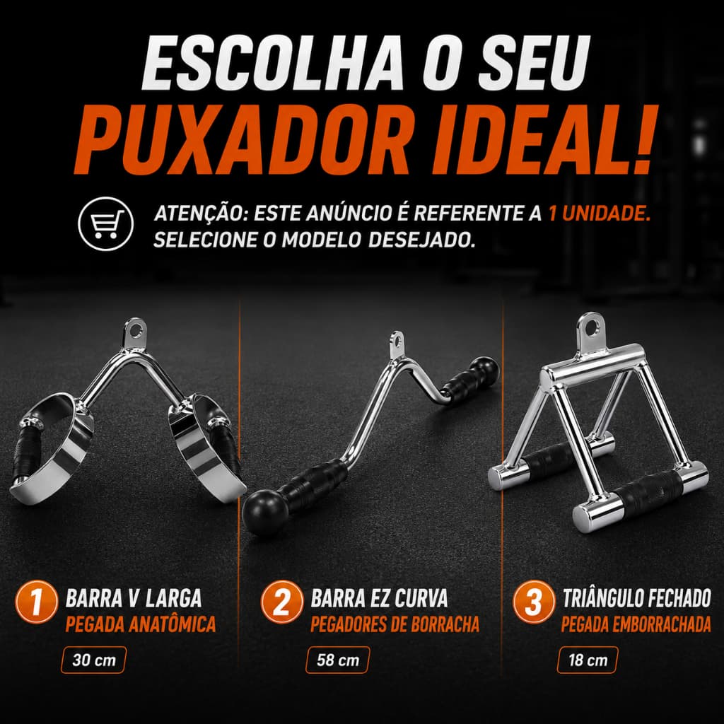 Puxador Estação Musculação MIG Pulley Barra V Curvada e Larga Romana Triângulo Remada Bíceps Tríceps Unidade