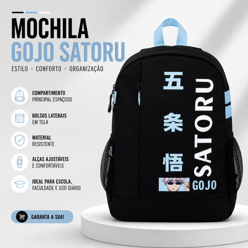 Mochila Escolar Juvenil Dermiwil Gojo Satoru Jujutsu Kaisen Original Anime Resistente