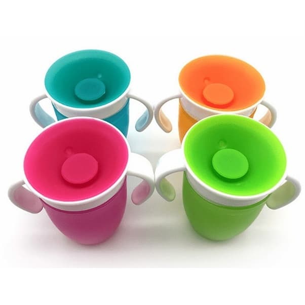Copo 360º Silicone 180Ml com Alça Anti Vazamento Transição Treinamento não derruba infantil