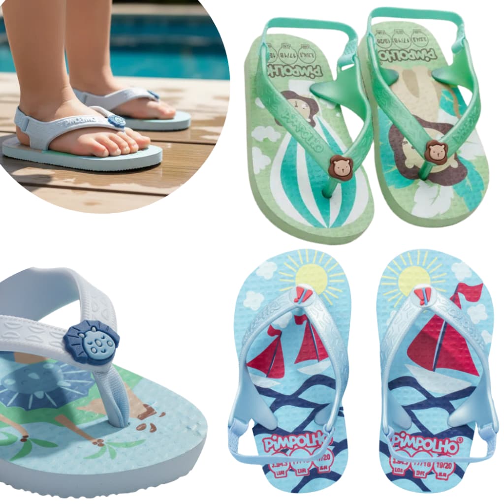 Chinelo Infantil Bebe Menino Pimpolho 17 a 23 Chinelinho Infantil Com Elástico, Antiderrapante