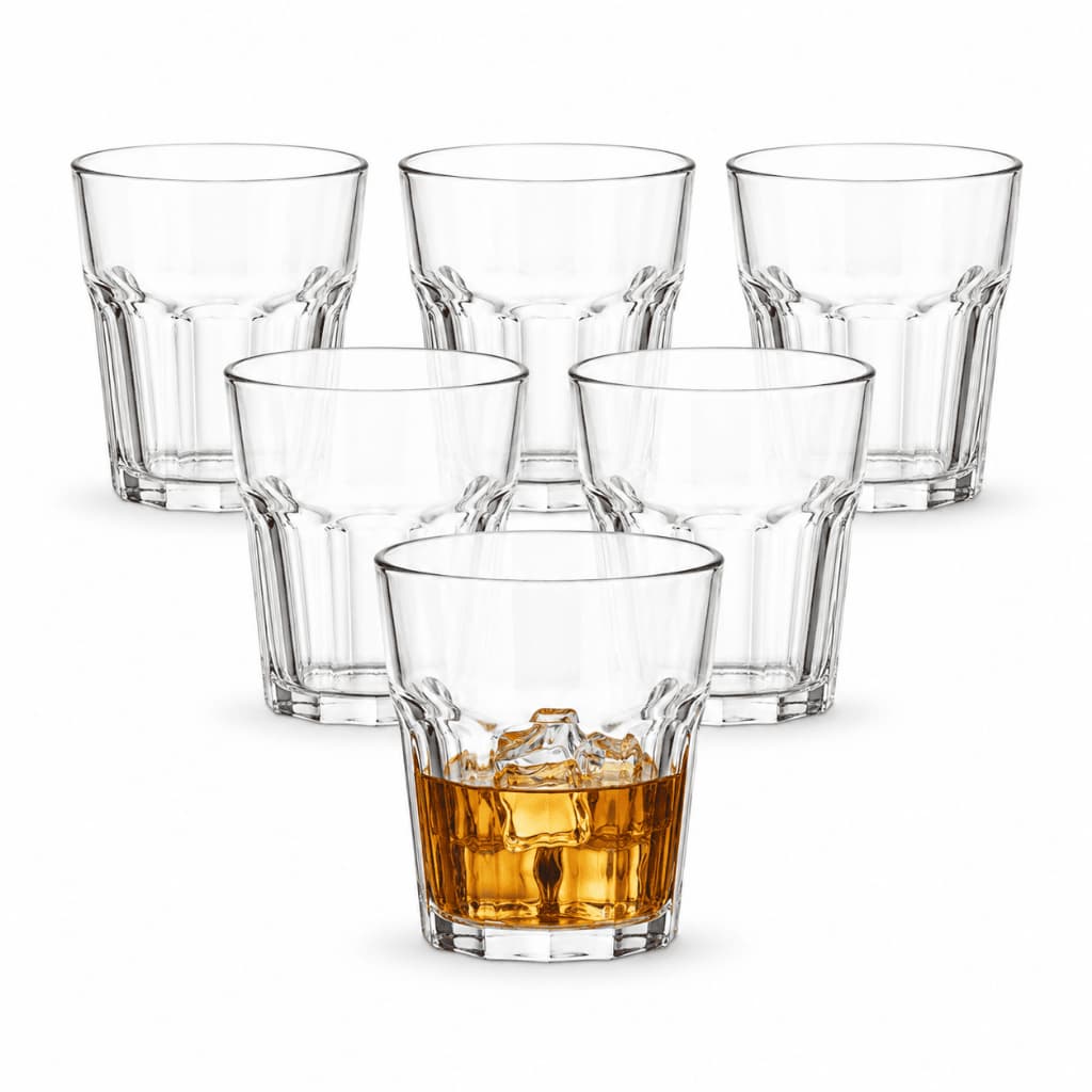 Jogo 6 Copos Baixos Whisky Vidro Casablanca Drinks Água Suco 300ml