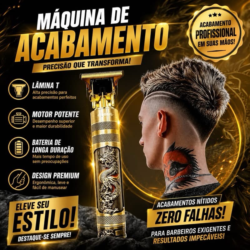 Máquina dragão de Cabelo Profissional Sem Fio USB – Aparador para Cabelo e Barba Designer Dragão