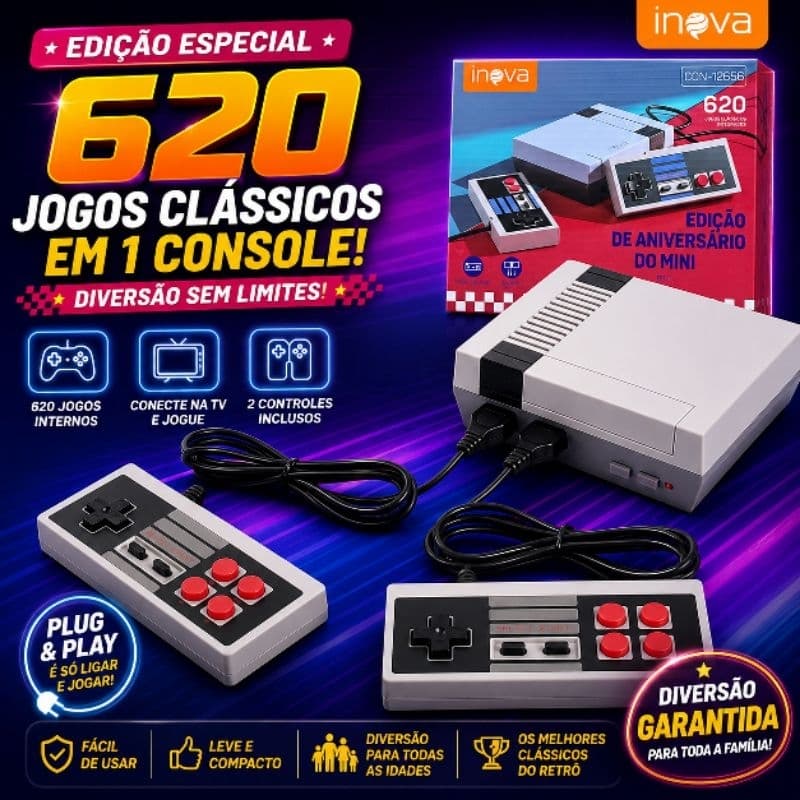 Mini Vídeo Game Retrô Portátil Console 620 Jogos